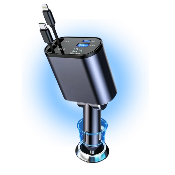 4 in 1 retractable car charger Pakistan type C lightning micro USB CarKit