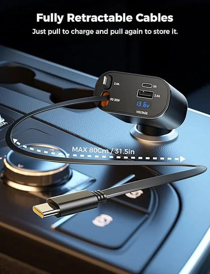 4 in 1 Retractable Car Charger